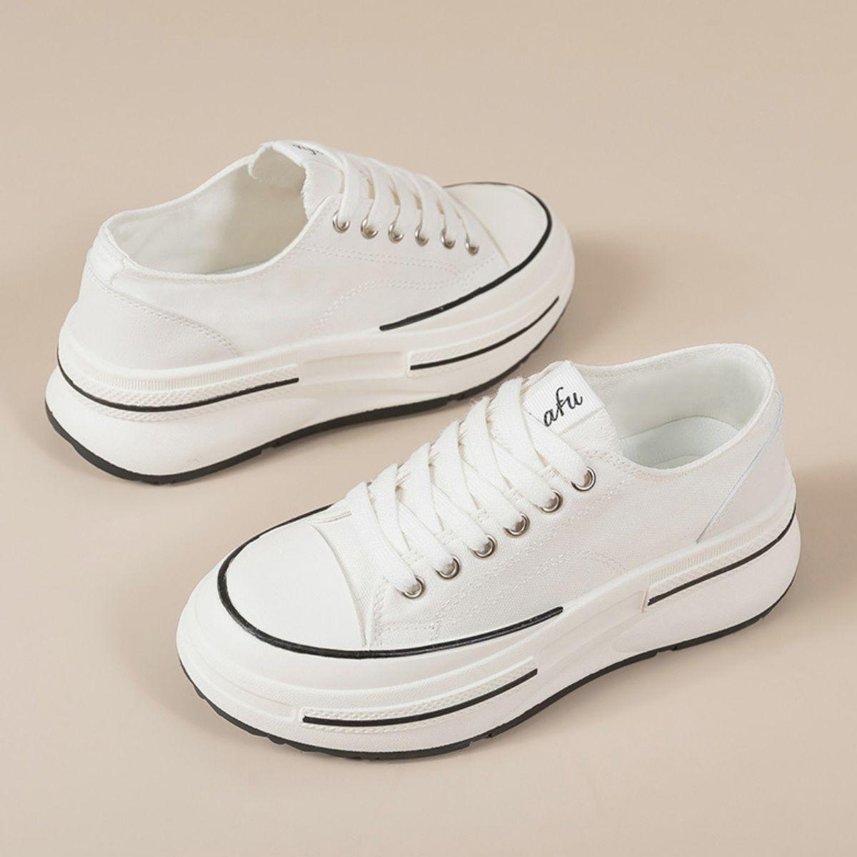 Tied Round Toe Platform Sneakers - Clothes For Her Online Store