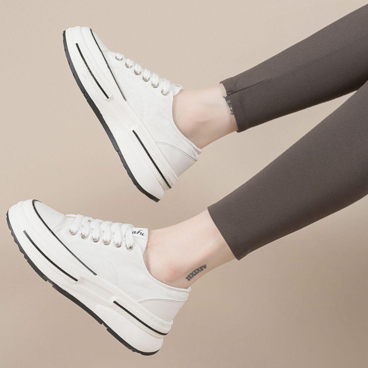 Tied Round Toe Platform Sneakers - Clothes For Her Online Store