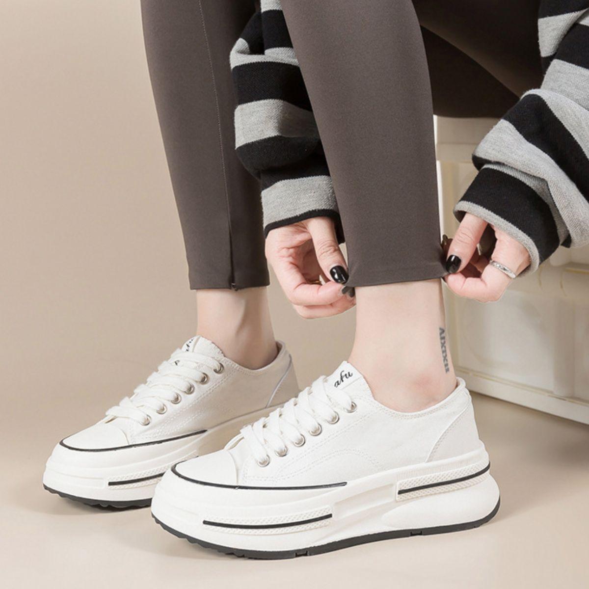 Tied Round Toe Platform Sneakers - Clothes For Her Online Store
