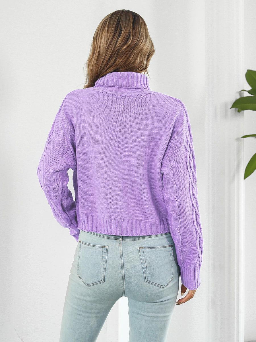 Turtleneck Dropped Shoulder Sweater - Clothes For Her Online Store