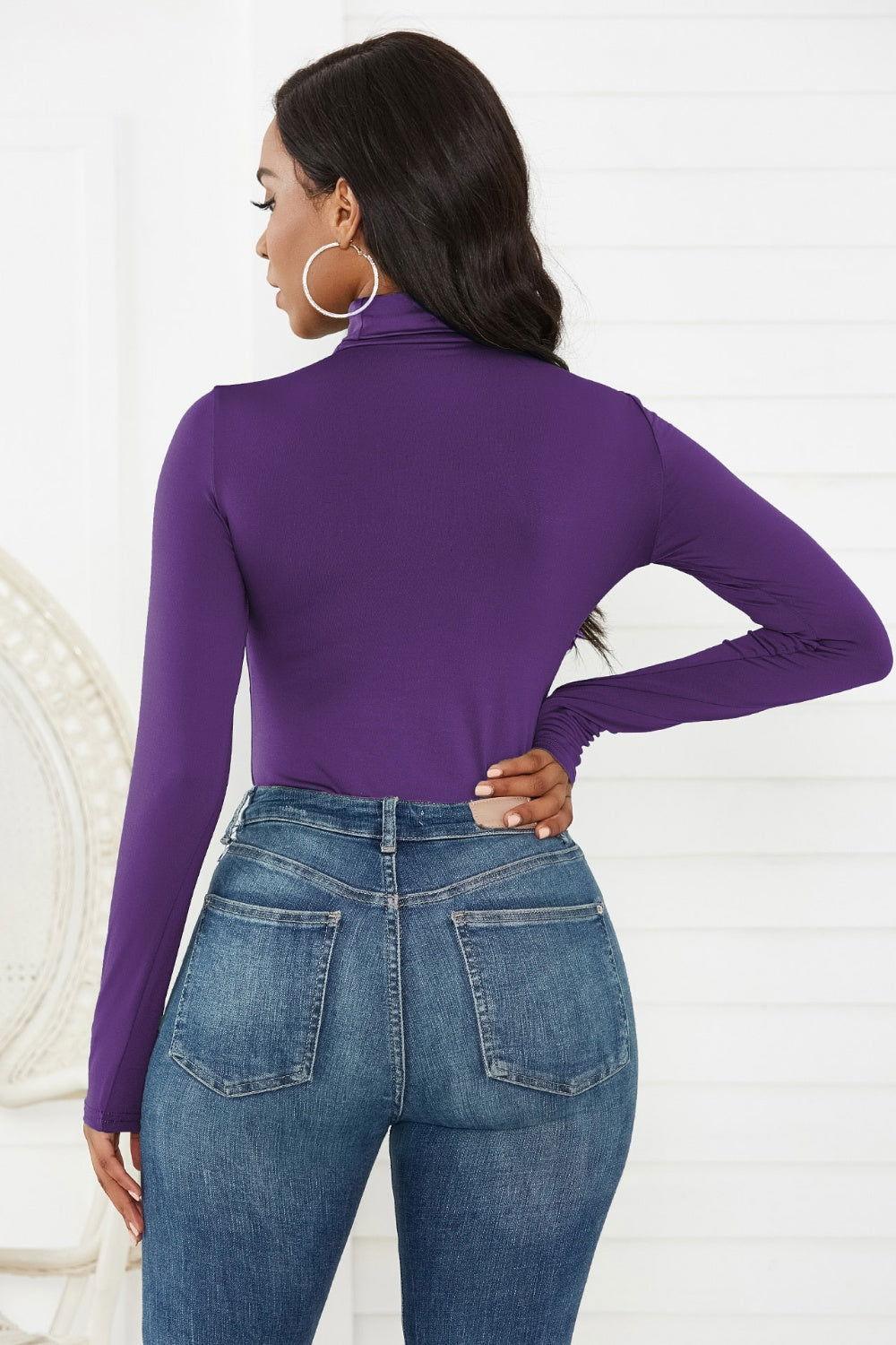 Turtleneck Long Sleeve Bodysuit - Clothes For Her Online Store