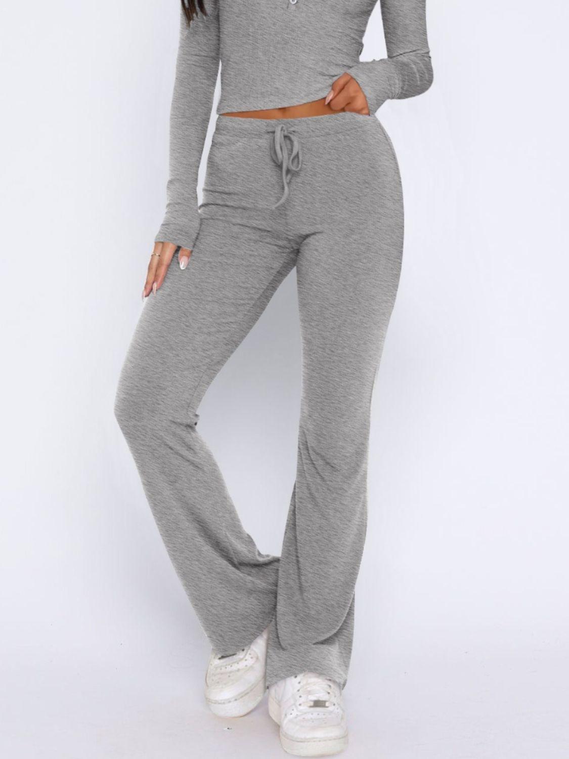 V-Neck Long Sleeve Top and Pants Set - Clothes For Her Online Store