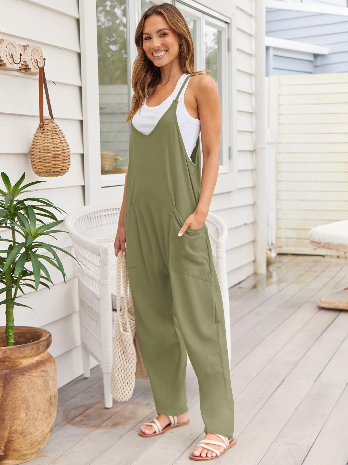V-Neck Spaghetti Strap Jumpsuit - Clothes For Her Online Store