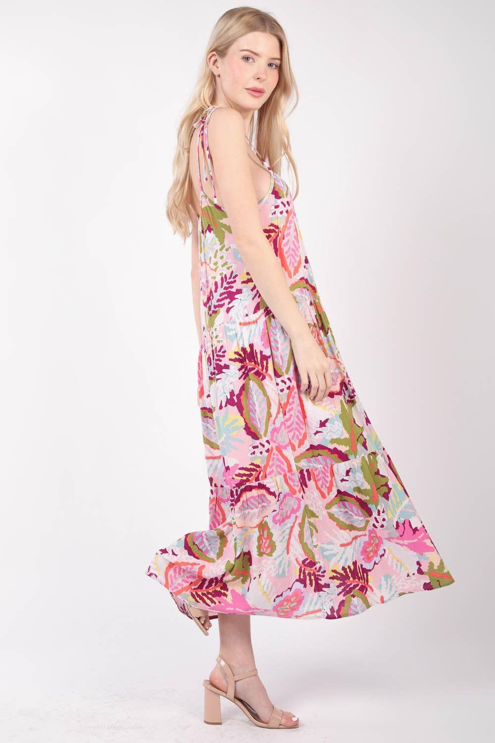 VERY J Tropical Printed Cami Midi Dress - Clothes For Her Online Store