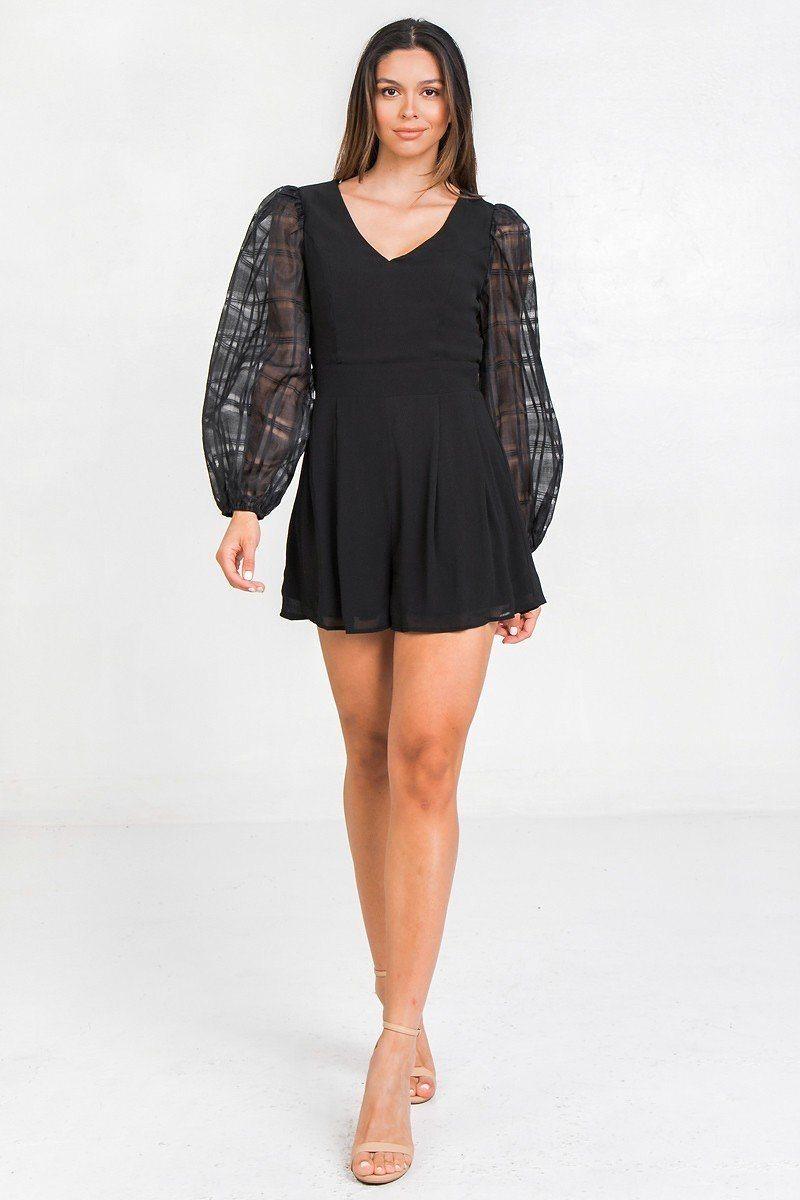 V Neckline Solid Romper - Clothes For Her Online Store