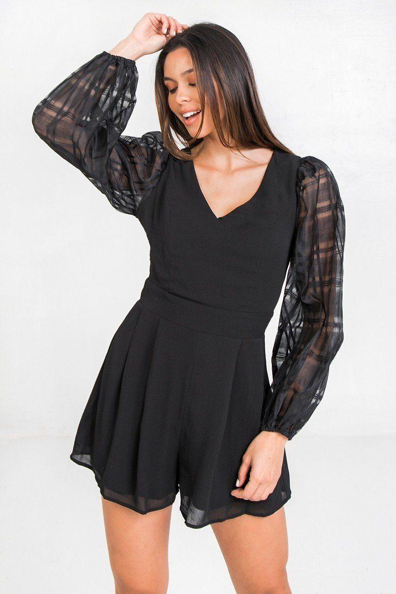 V Neckline Solid Romper - Clothes For Her Online Store