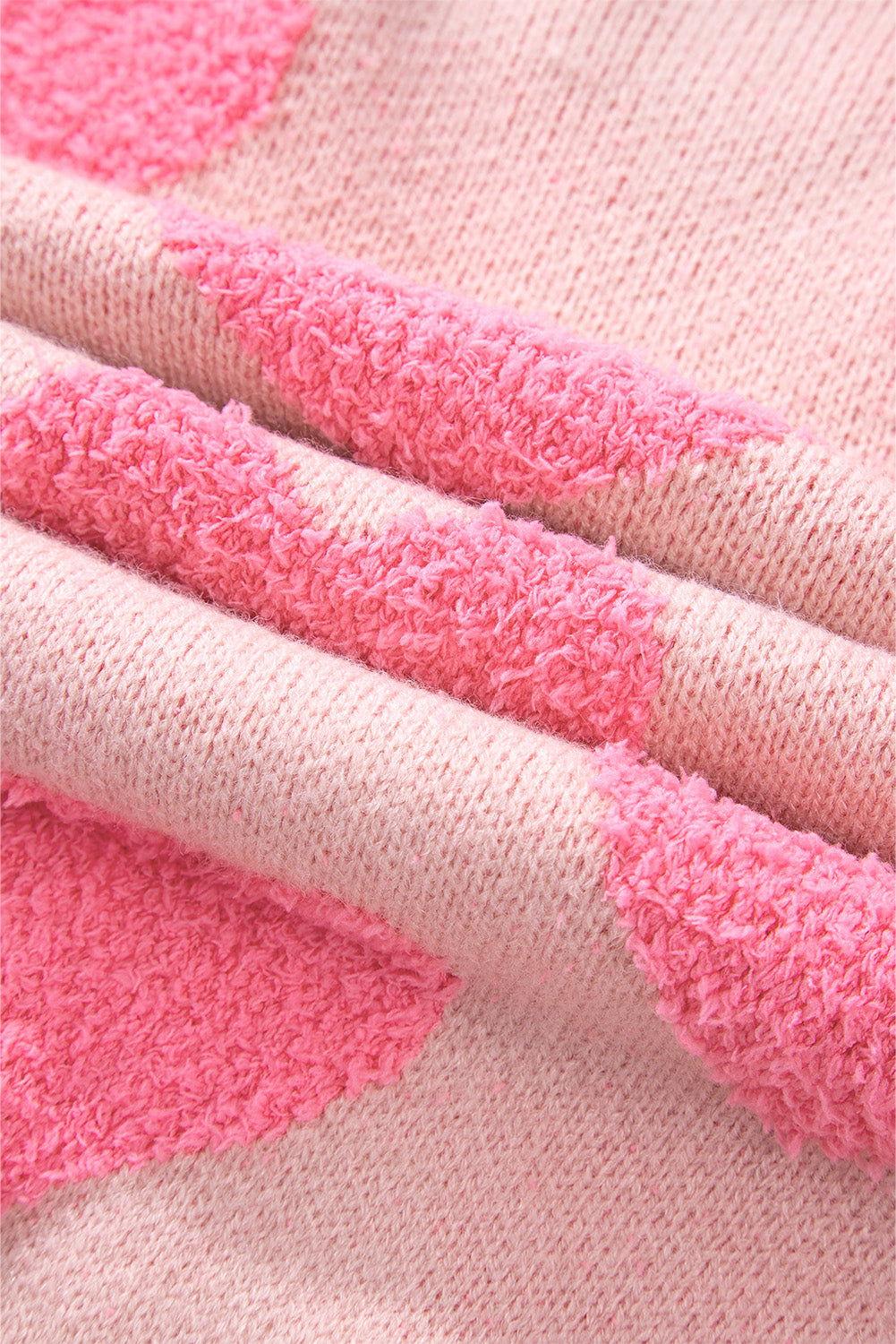 Valentine's Day Heart Jacquard Round Neck Sweater - Clothes For Her Online Store