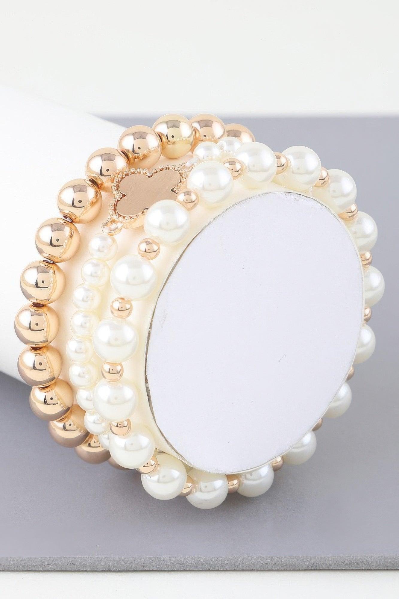 Triple Beaded Clover Bracelet - Clothes For Her Online Store