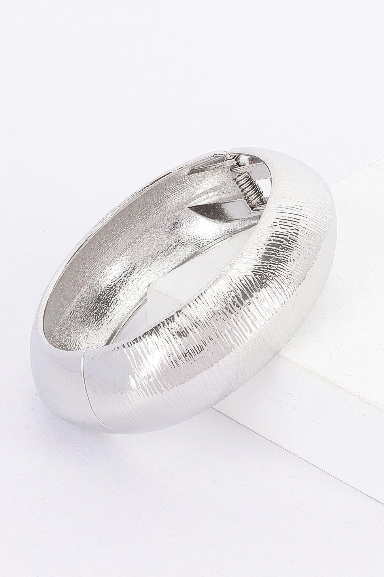 Textured Metal Bangle Bracelet - Clothes For Her Online Store