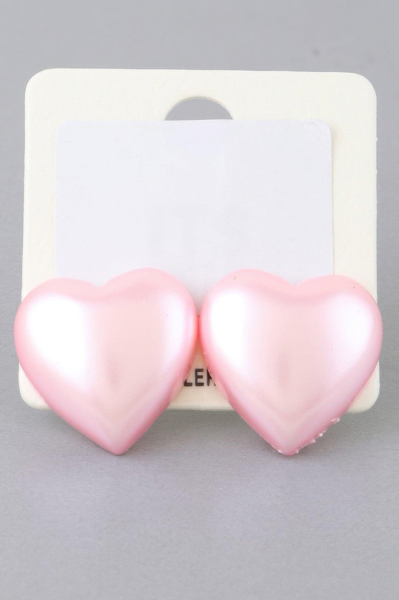 Luminous Heart Stud Earrings - Clothes For Her Online Store