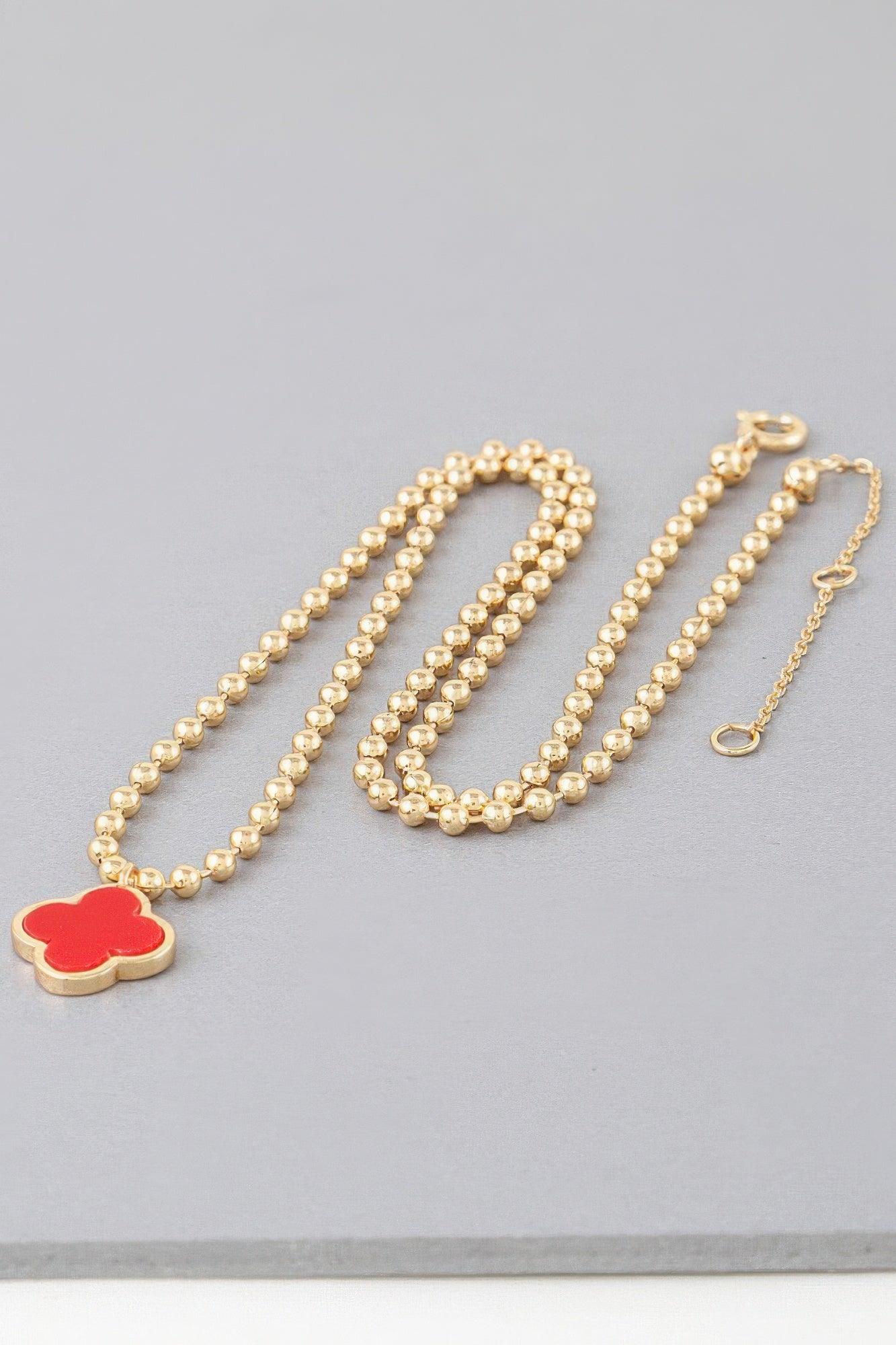 Modern Clover Charm Beaded Necklace - Clothes For Her Online Store