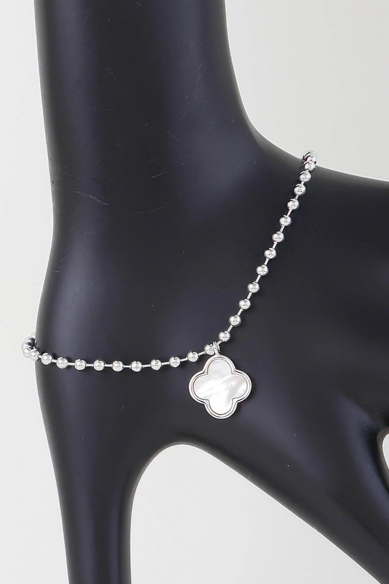 Modern Clover Charm Beaded Bracelet - Clothes For Her Online Store