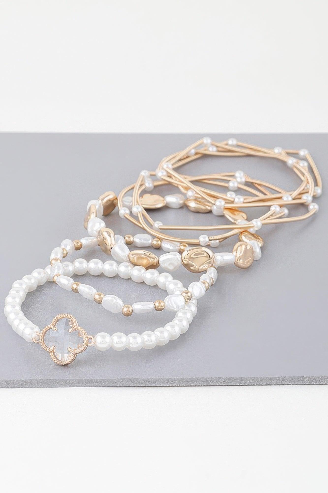 Multi Clover N Bead Bracelet - Clothes For Her Online Store