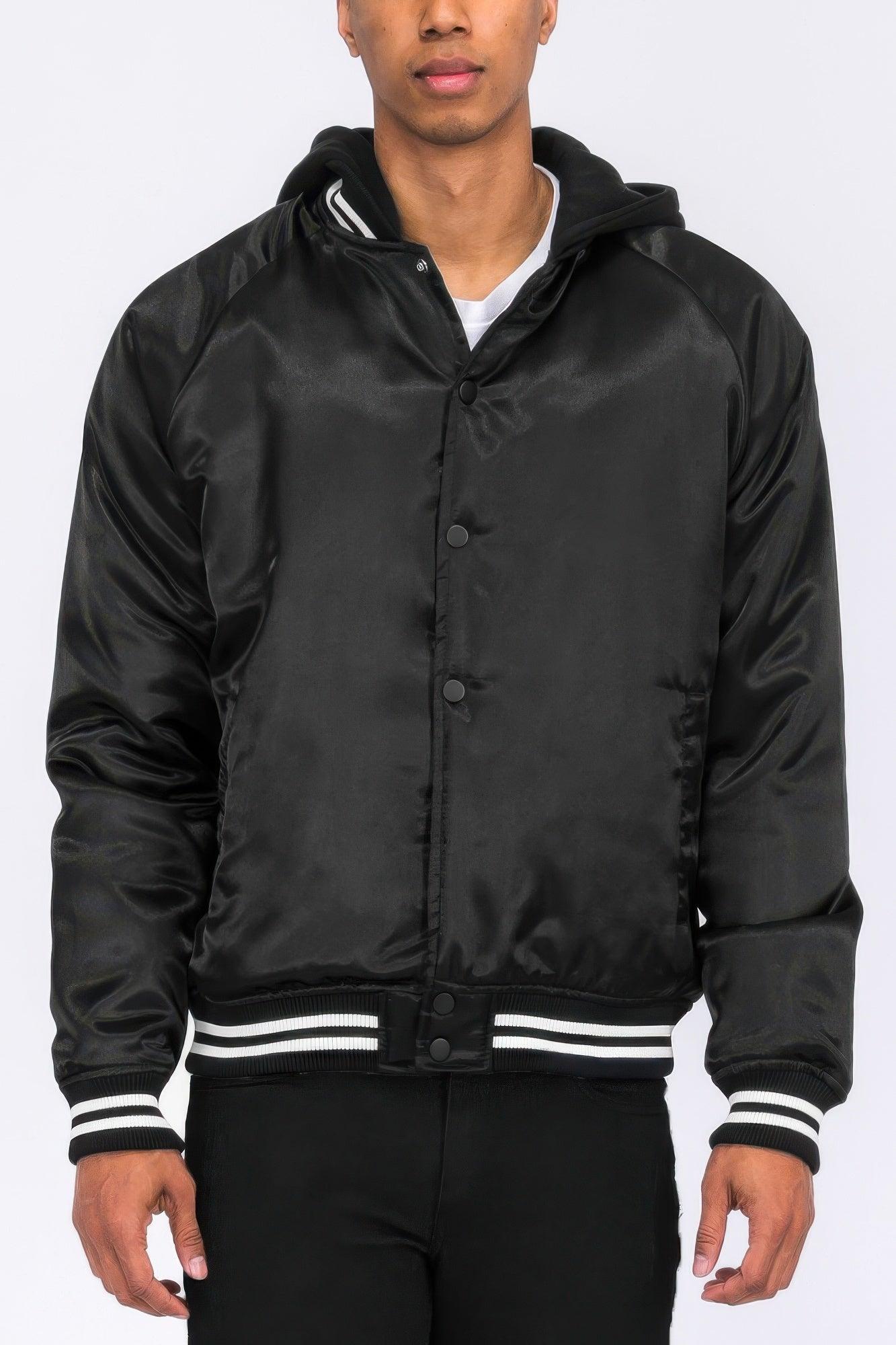 Satin Varsity Bomber Jacket - Clothes For Her Online Store