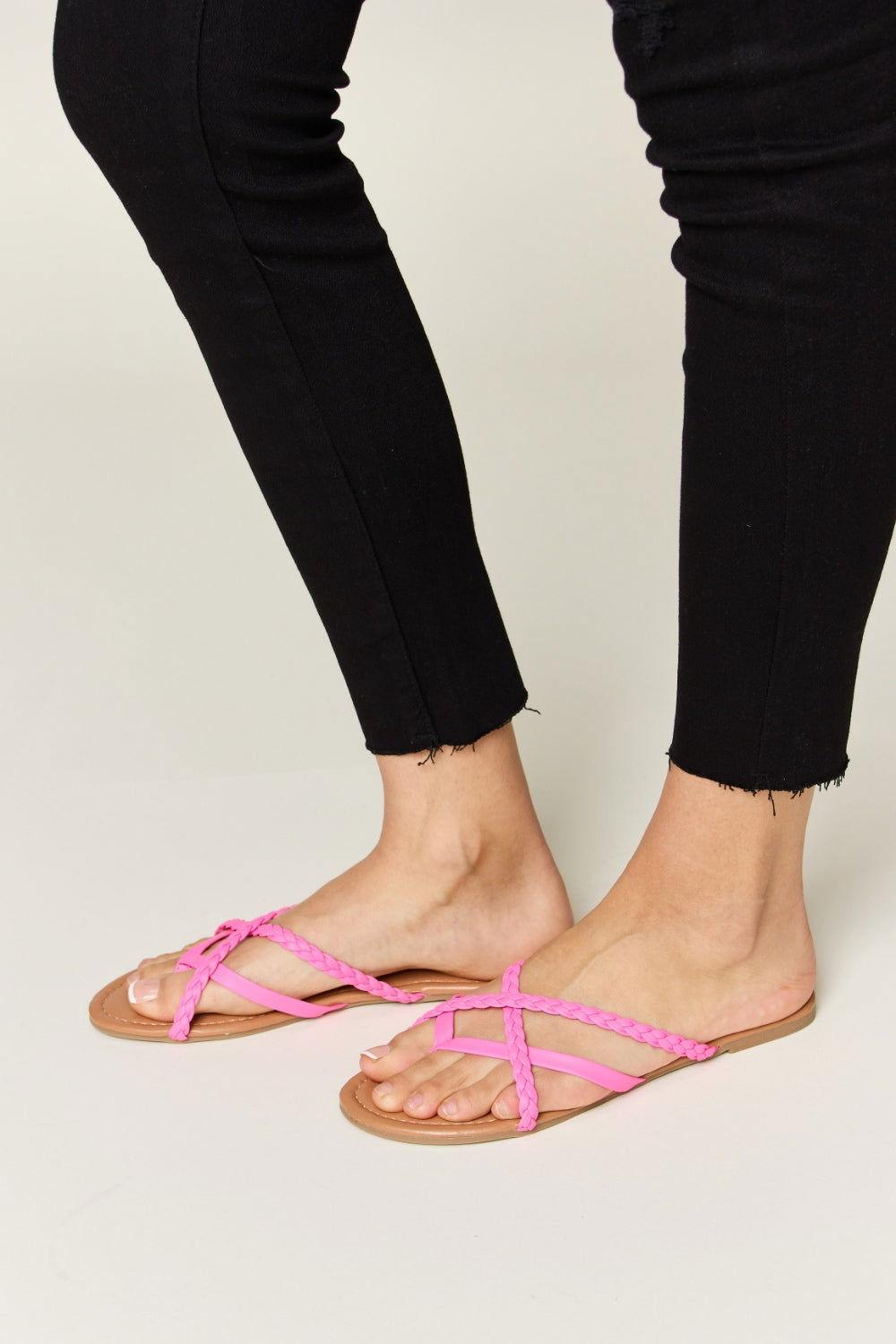 WILD DIVA Crisscross PU Leather Open Toe Sandals - Clothes For Her Online Store