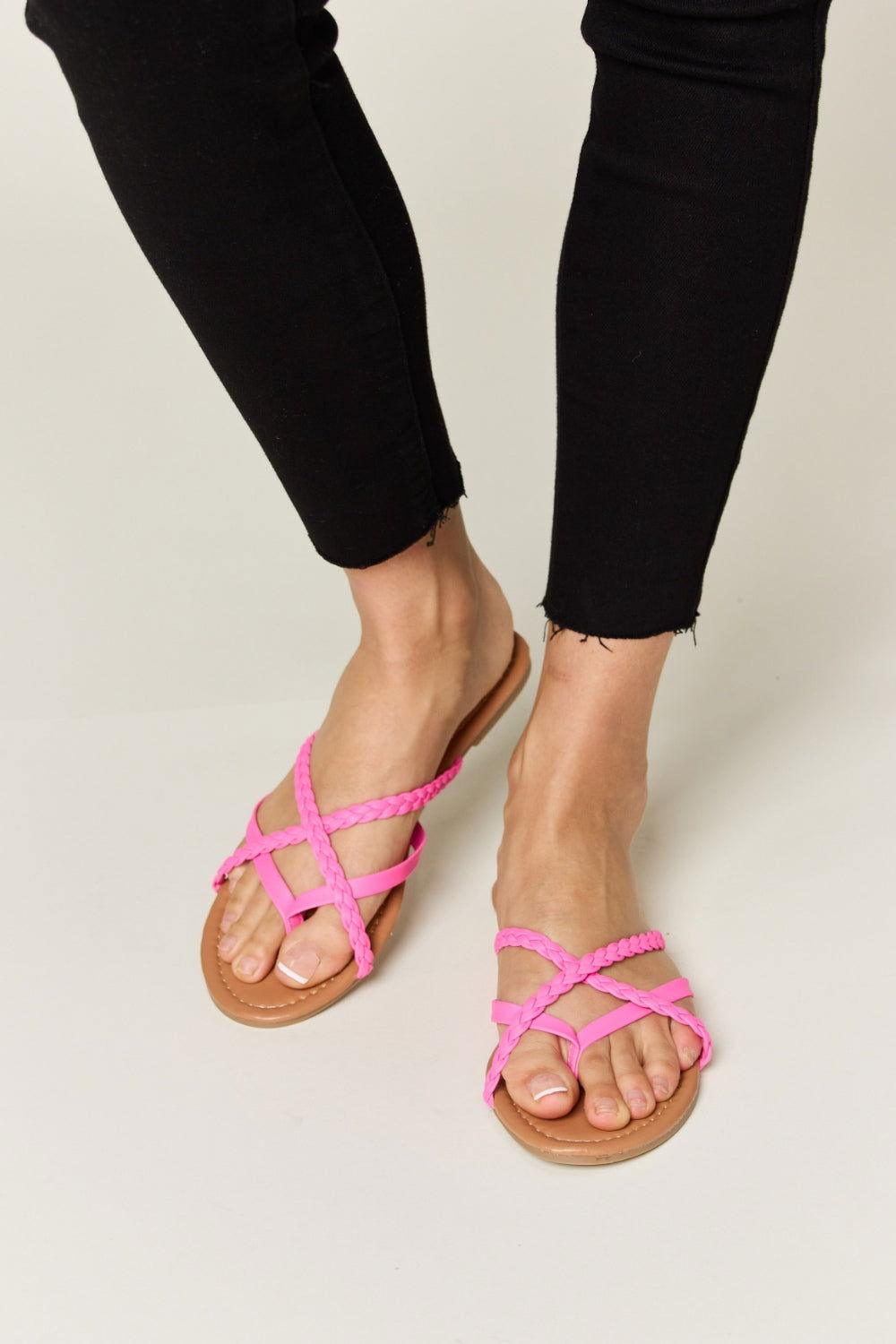 WILD DIVA Crisscross PU Leather Open Toe Sandals - Clothes For Her Online Store