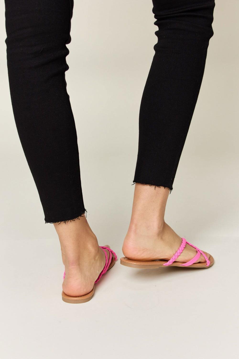 WILD DIVA Crisscross PU Leather Open Toe Sandals - Clothes For Her Online Store
