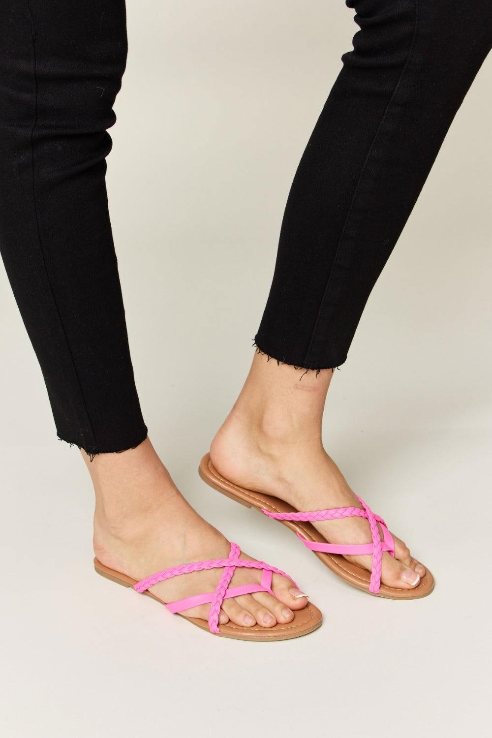 WILD DIVA Crisscross PU Leather Open Toe Sandals - Clothes For Her Online Store