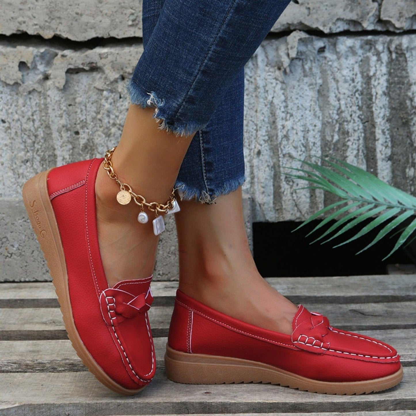 Weave Wedge Heeled Loafers - Clothes For Her Online Store