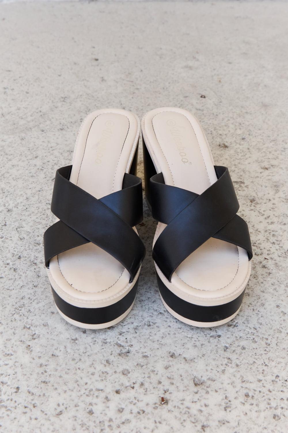 Weeboo Cherish The Moments Contrast Platform Sandals in Black - Clothes For Her Online Store