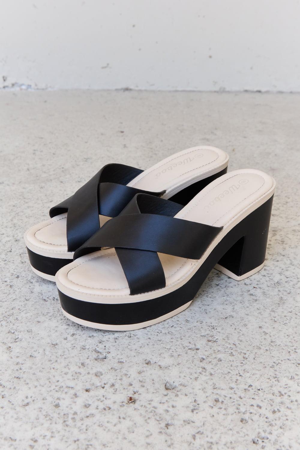 Weeboo Cherish The Moments Contrast Platform Sandals in Black - Clothes For Her Online Store