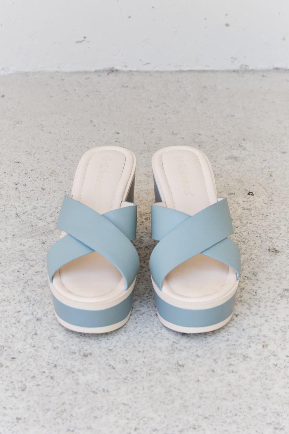 Weeboo Cherish The Moments Contrast Platform Sandals in Misty Blue - Clothes For Her Online Store