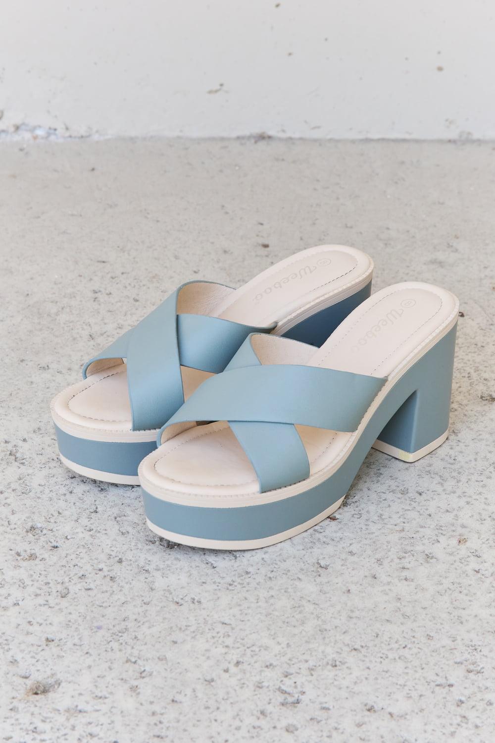 Weeboo Cherish The Moments Contrast Platform Sandals in Misty Blue - Clothes For Her Online Store