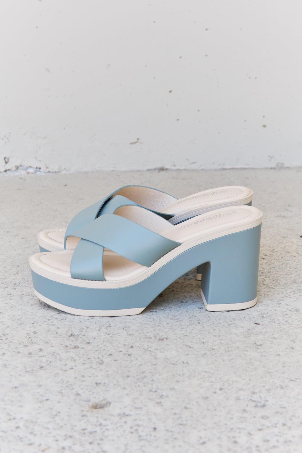 Weeboo Cherish The Moments Contrast Platform Sandals in Misty Blue - Clothes For Her Online Store