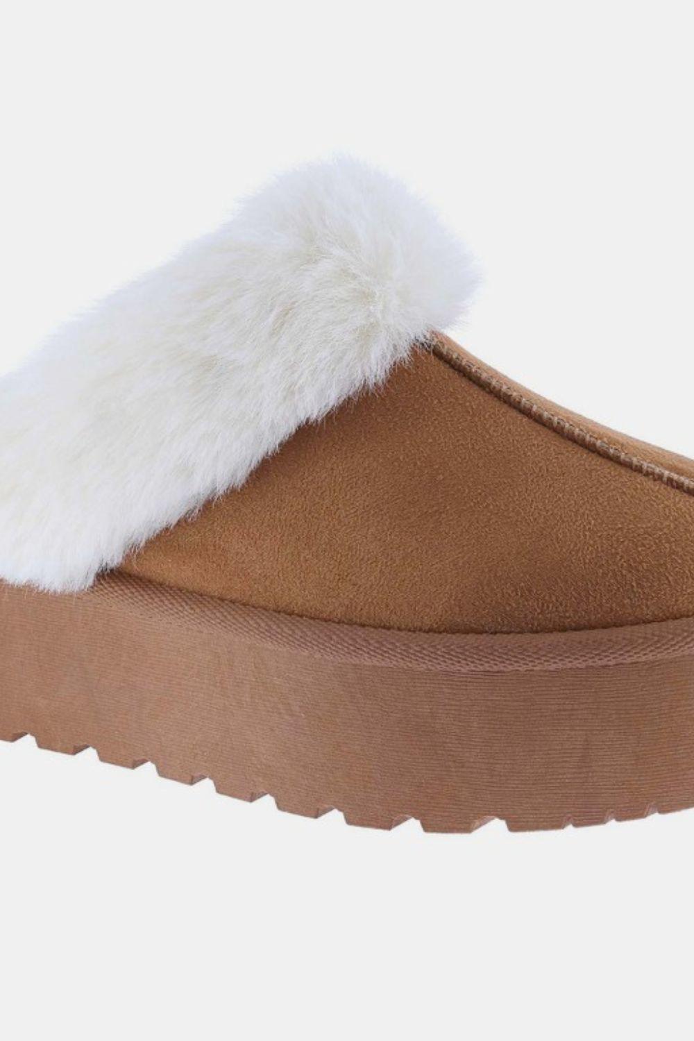 Weeboo Thick Bottom Fur Trim Snow Slippers - Clothes For Her Online Store