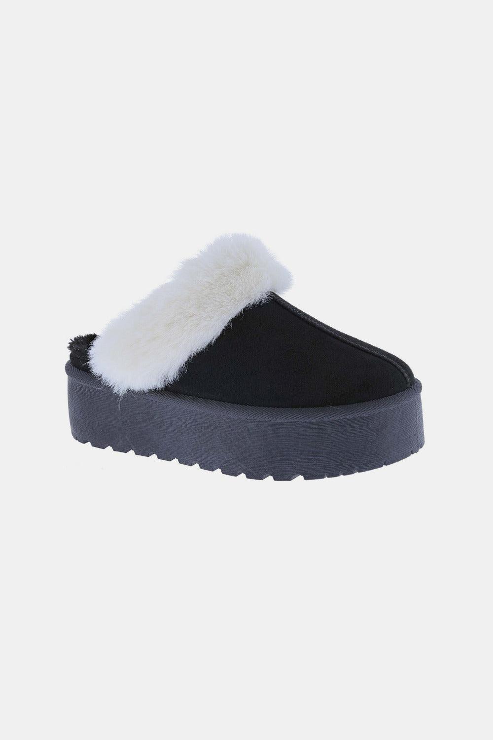 Weeboo Thick Bottom Fur Trim Snow Slippers - Clothes For Her Online Store