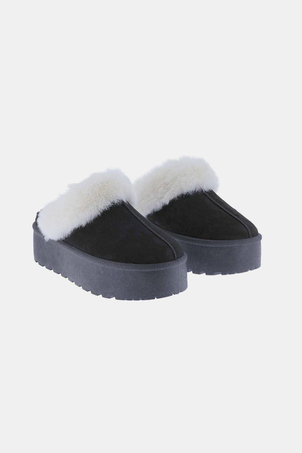 Weeboo Thick Bottom Fur Trim Snow Slippers - Clothes For Her Online Store