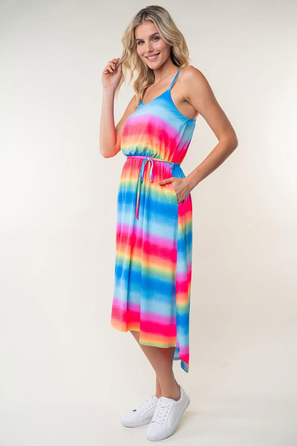 White Birch Full Size Ombre Striped Midi Cami Dress - Clothes For Her Online Store