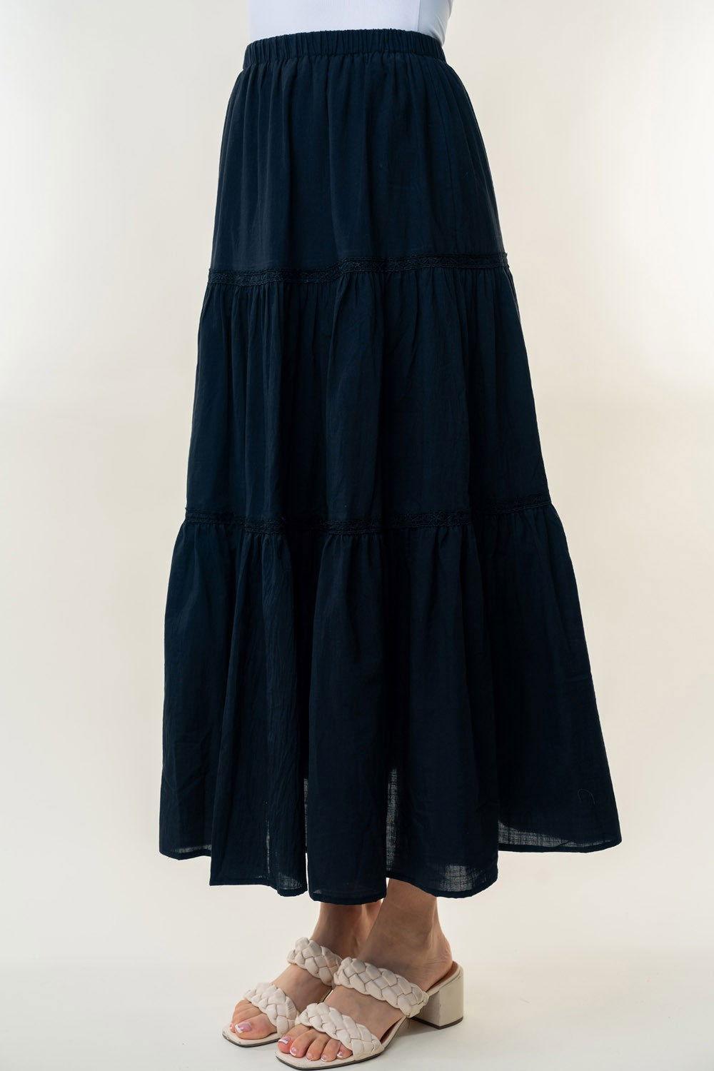 White Birch High Waisted Tiered Maxi Skirt - Clothes For Her Online Store