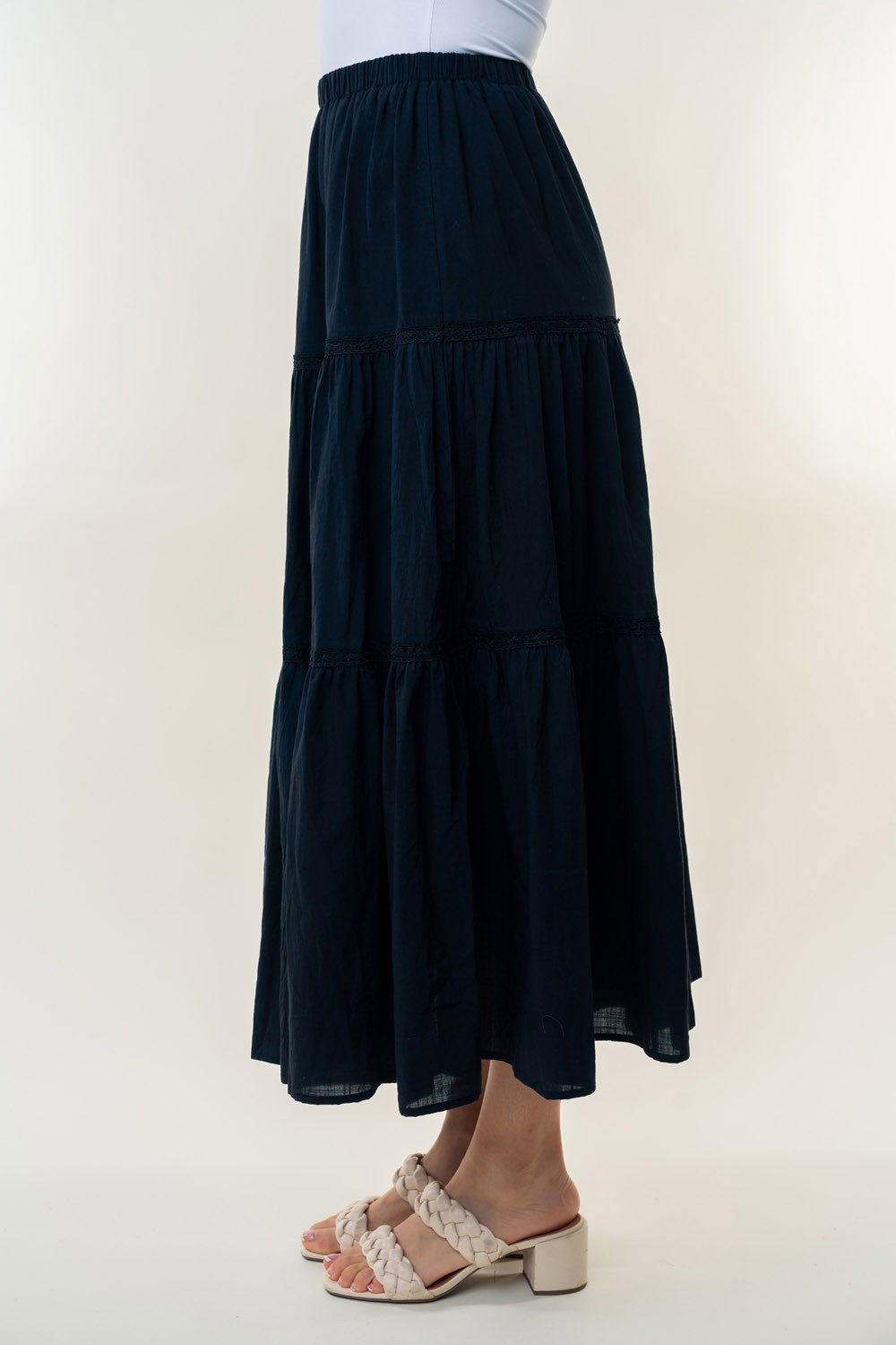 White Birch High Waisted Tiered Maxi Skirt - Clothes For Her Online Store