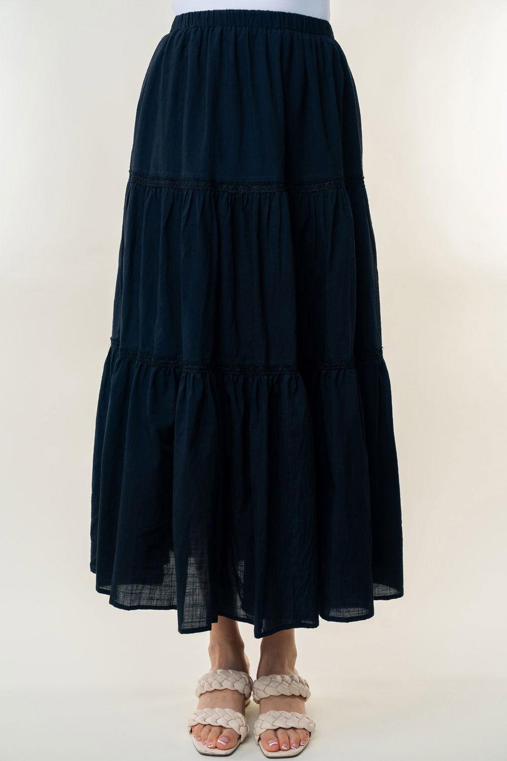 White Birch High Waisted Tiered Maxi Skirt - Clothes For Her Online Store
