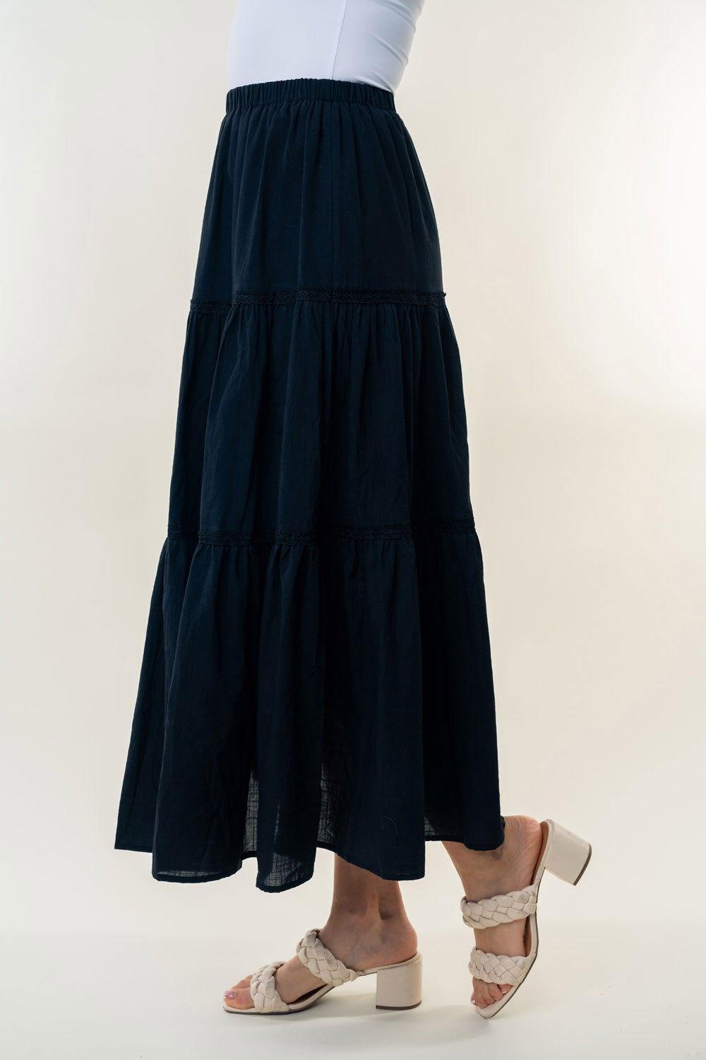 White Birch High Waisted Tiered Maxi Skirt - Clothes For Her Online Store