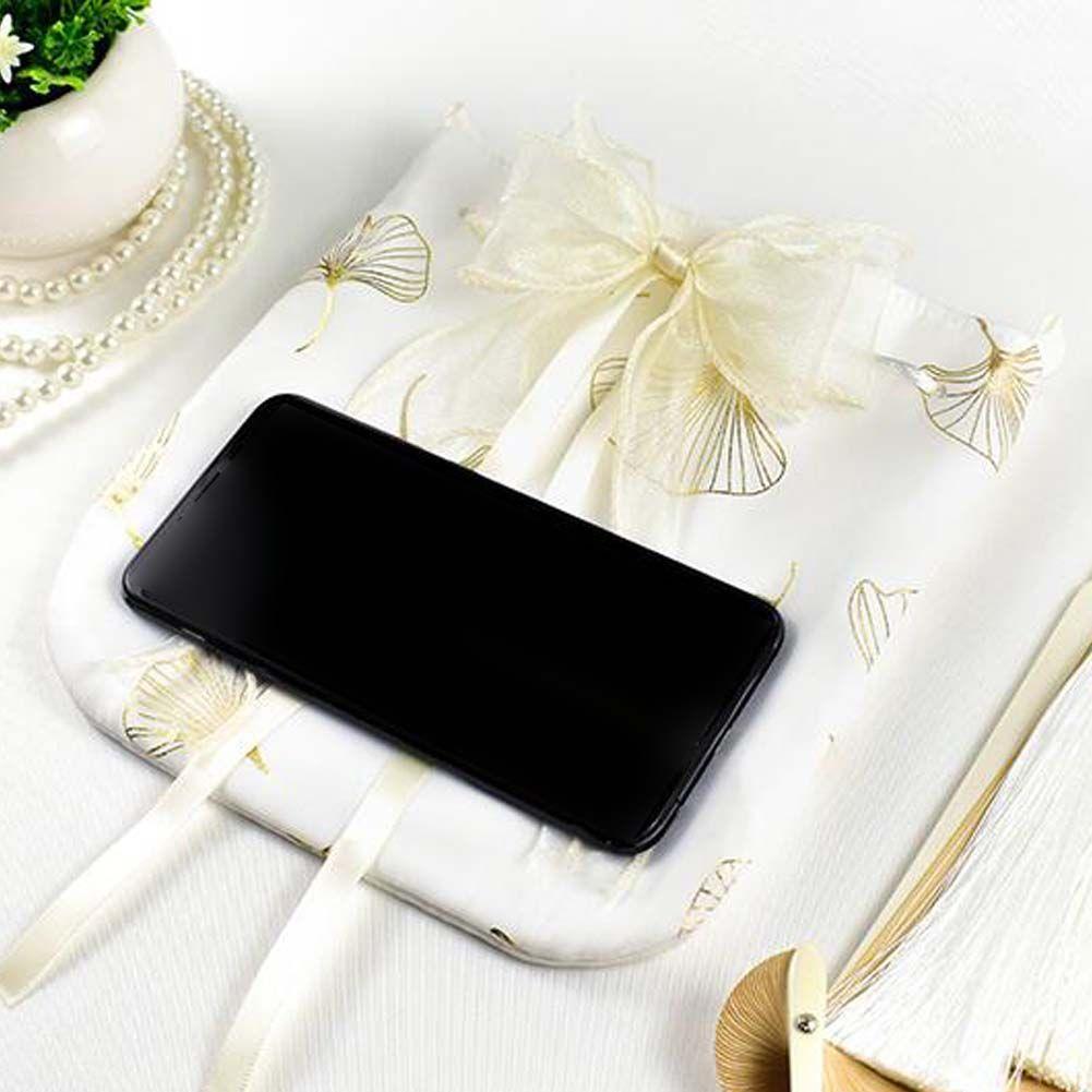 White Hanfu Crossbody Bag Chinese Style Shoulder Bag Cheongsam Ribbon Handbag Cell Phone Purse - Clothes For Her Online Store