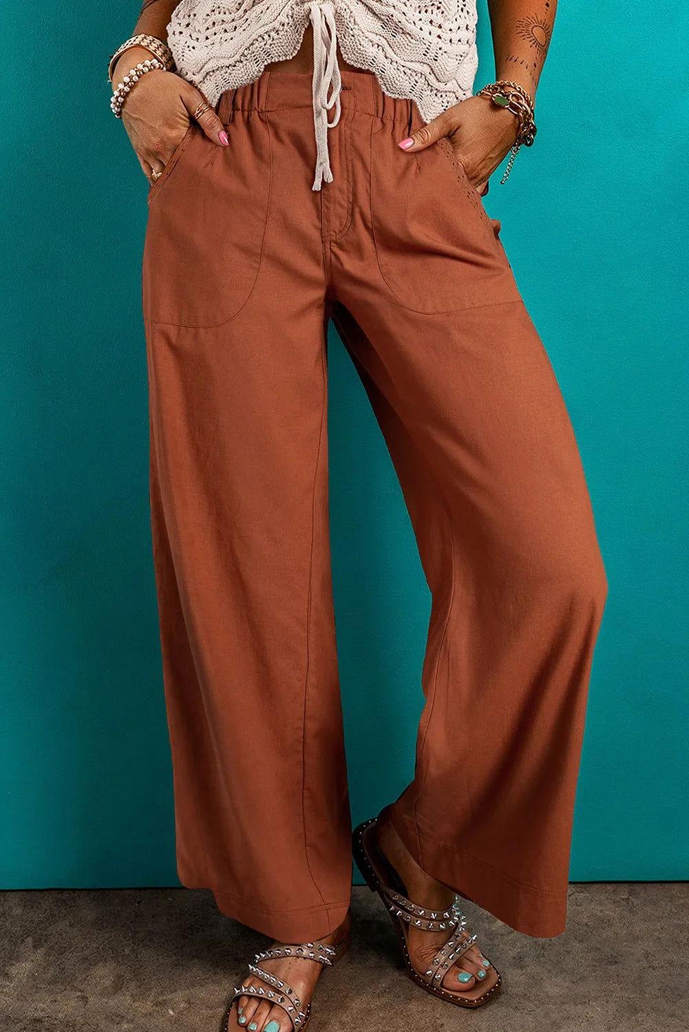 Wide Leg Pants with Pockets - Clothes For Her Online Store