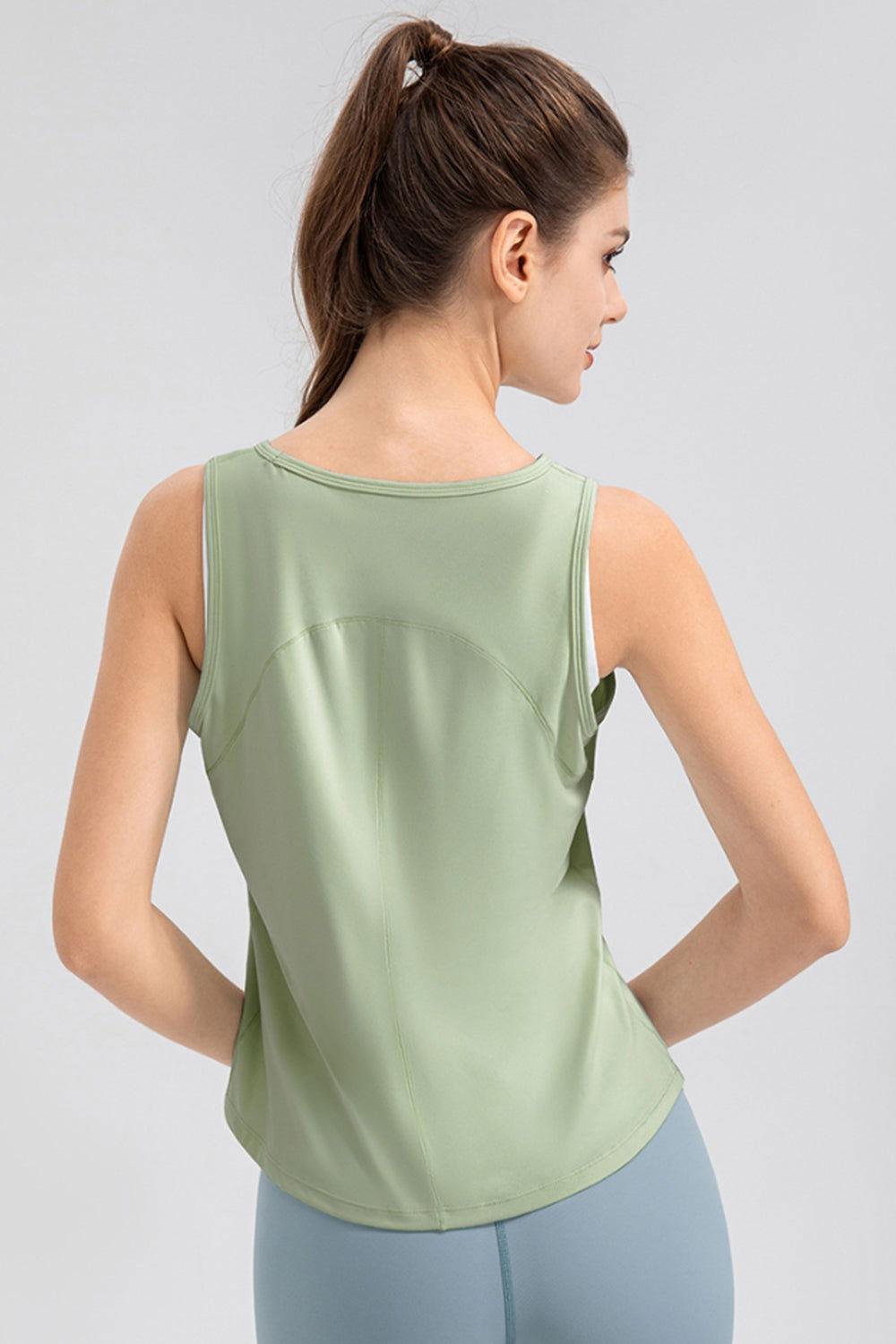 Wide Strap Round Neck Active Tank - Clothes For Her Online Store