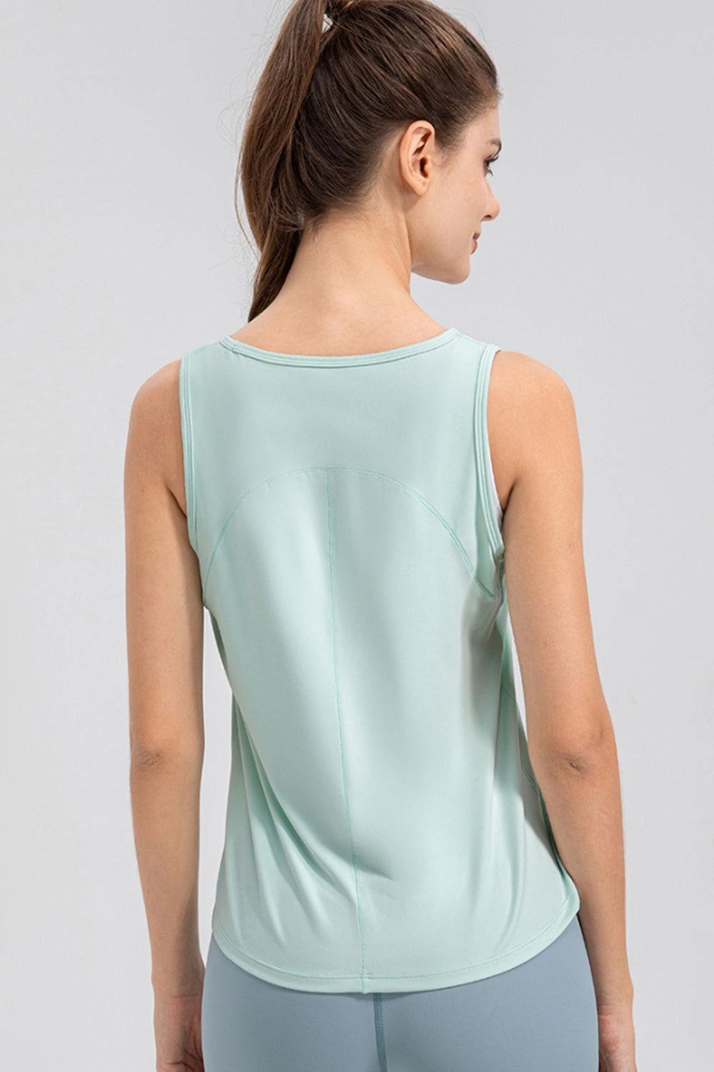Wide Strap Round Neck Active Tank - Clothes For Her Online Store