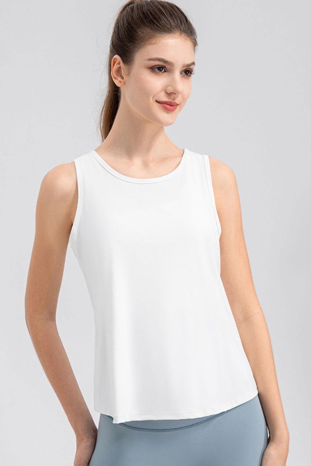 Wide Strap Round Neck Active Tank - Clothes For Her Online Store