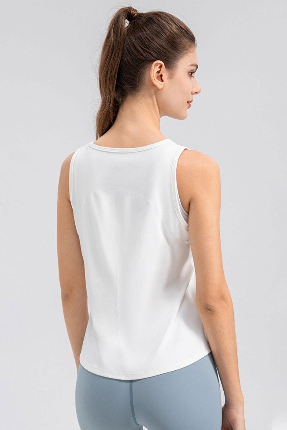 Wide Strap Round Neck Active Tank - Clothes For Her Online Store