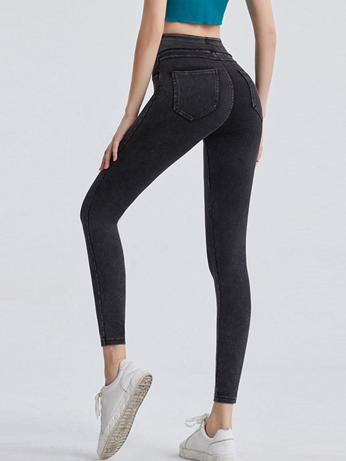 Wide Waistband Sports Leggings - Clothes For Her Online Store