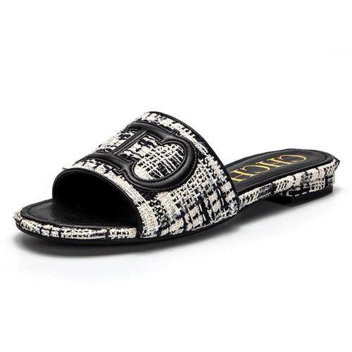 Women's Slippers yellow New Fabric Fashion Flat Sandals - Clothes For Her Online Store