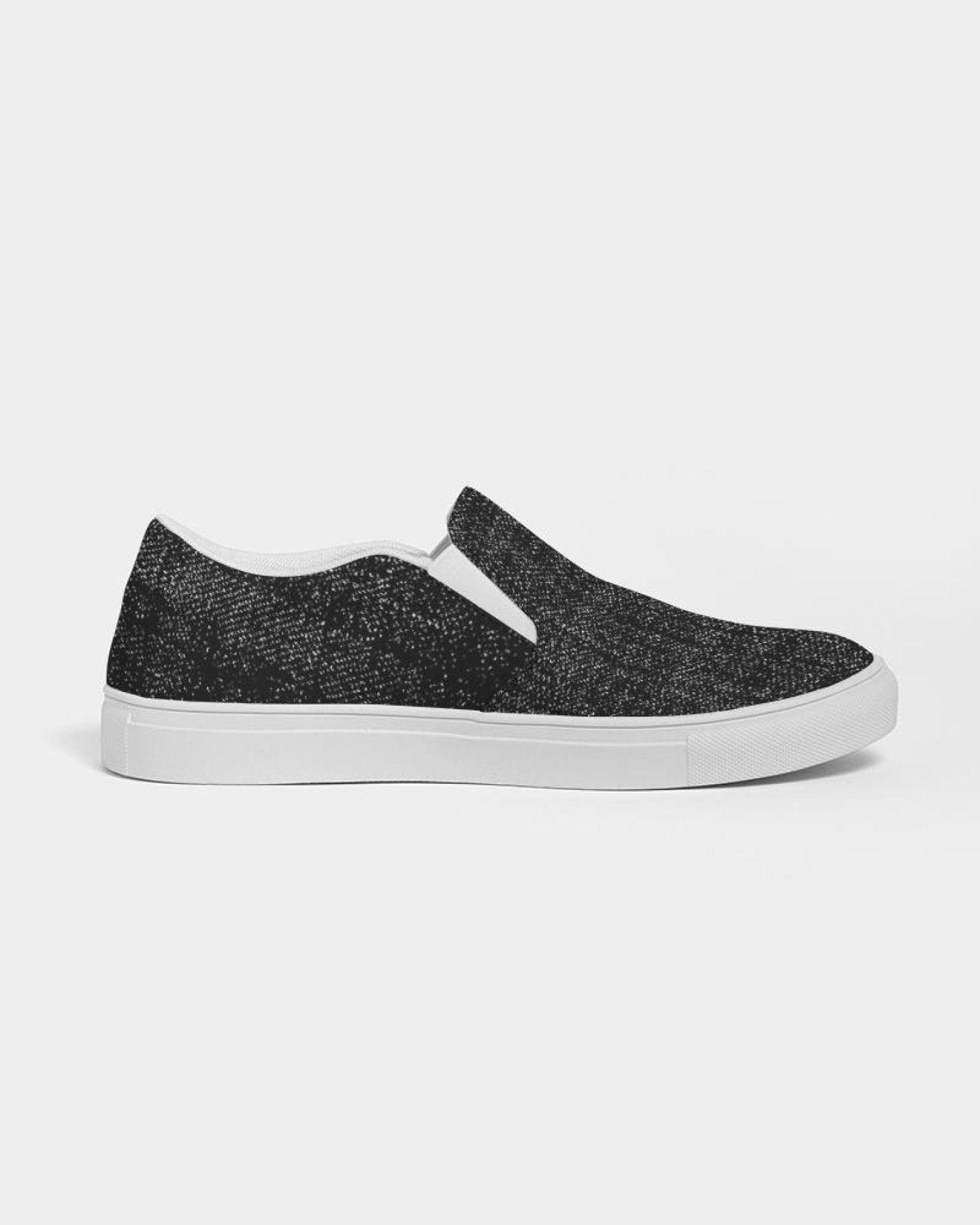 Womens Sneakers - Canvas Slip on Shoes, Black Faded Print - Clothes For Her Online Store