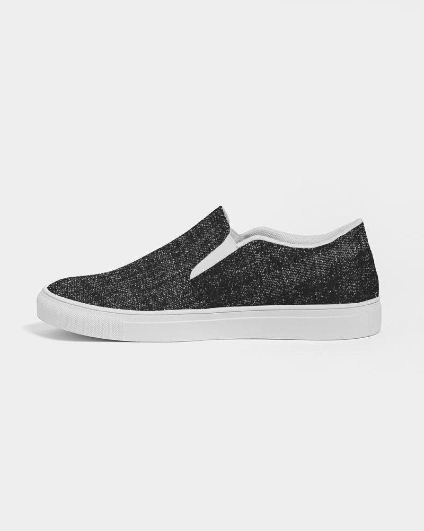 Womens Sneakers - Canvas Slip on Shoes, Black Faded Print - Clothes For Her Online Store