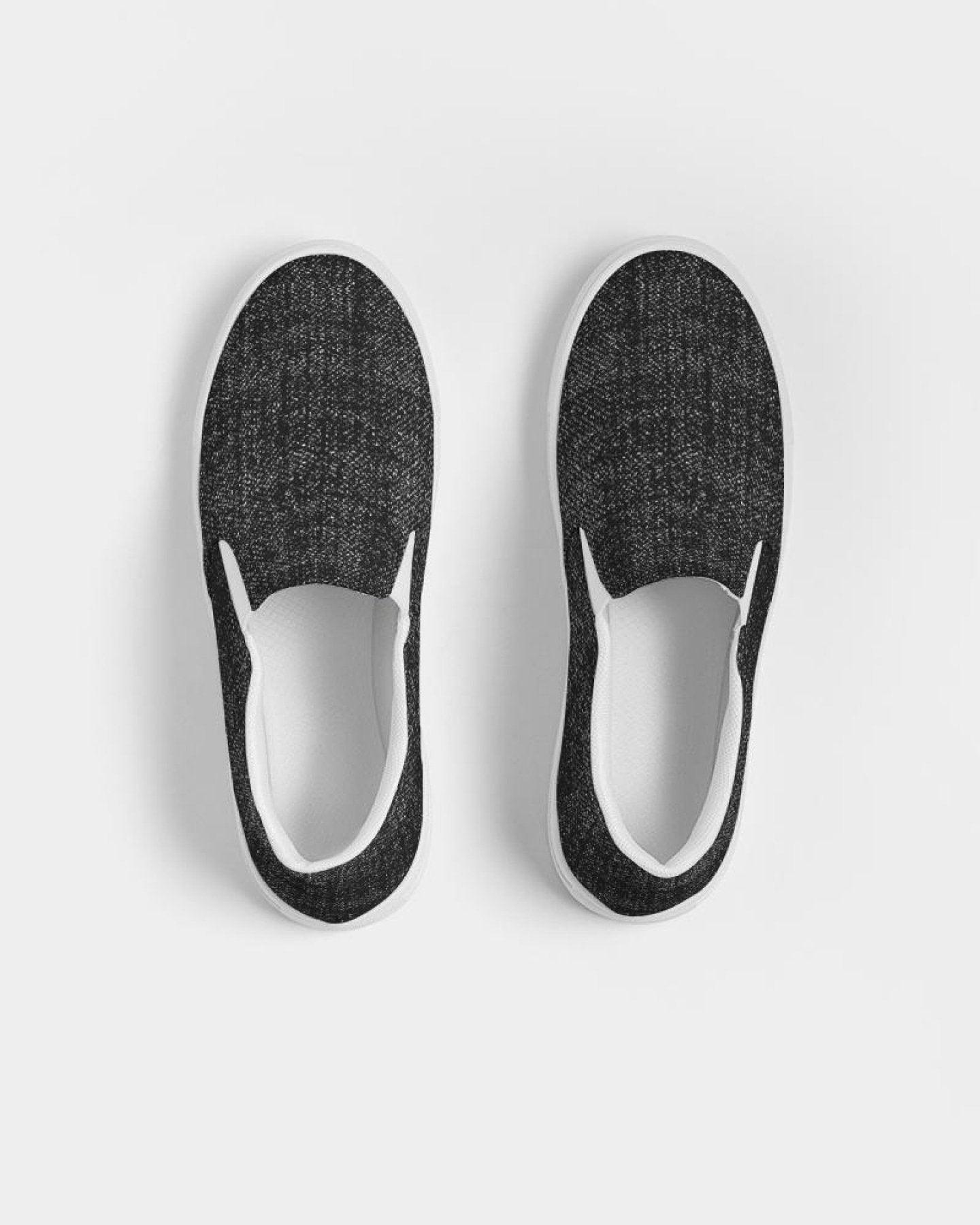 Womens Sneakers - Canvas Slip on Shoes, Black Faded Print - Clothes For Her Online Store