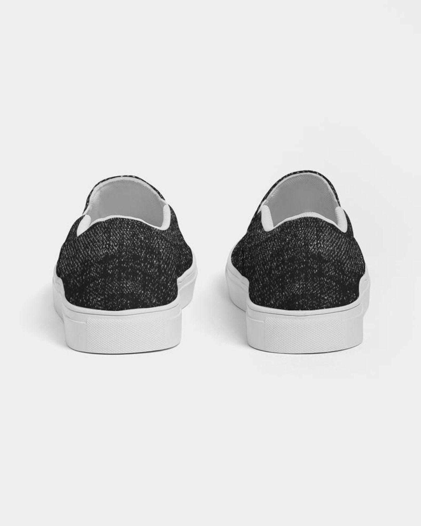 Womens Sneakers - Canvas Slip on Shoes, Black Faded Print - Clothes For Her Online Store