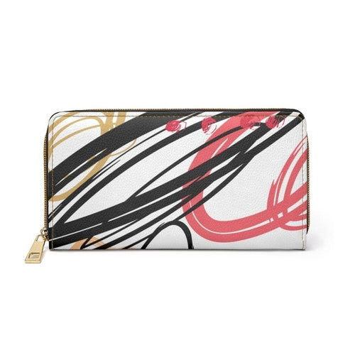 Womens Wallet, Zip Purse, White Multicolor Circular - Clothes For Her Online Store