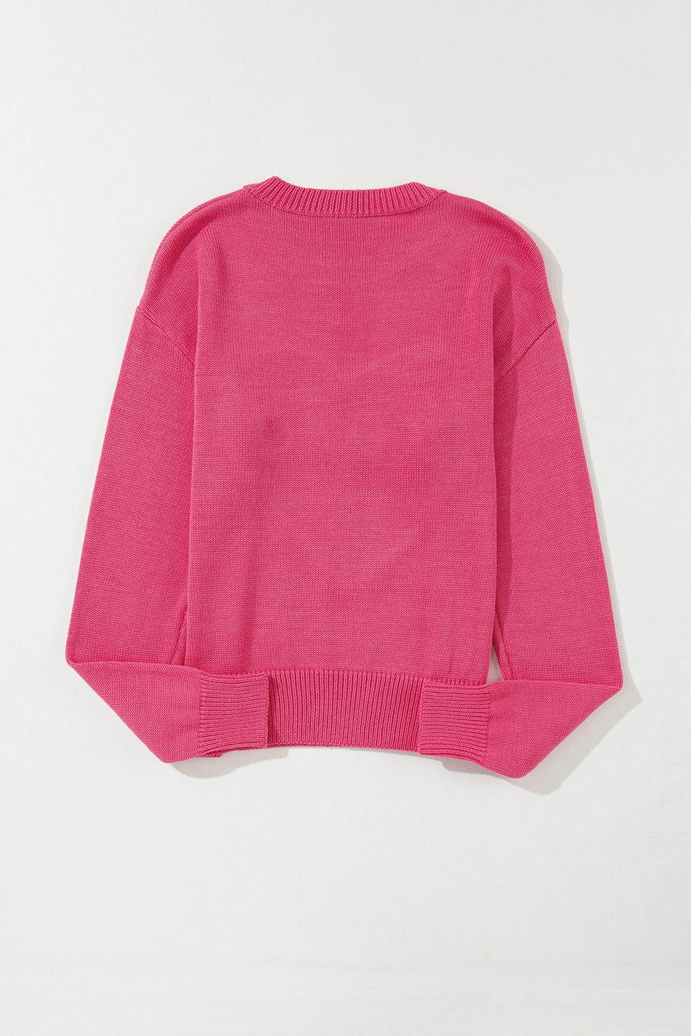 XOXO Round Neck Drop Shoulder Sweater - Clothes For Her Online Store